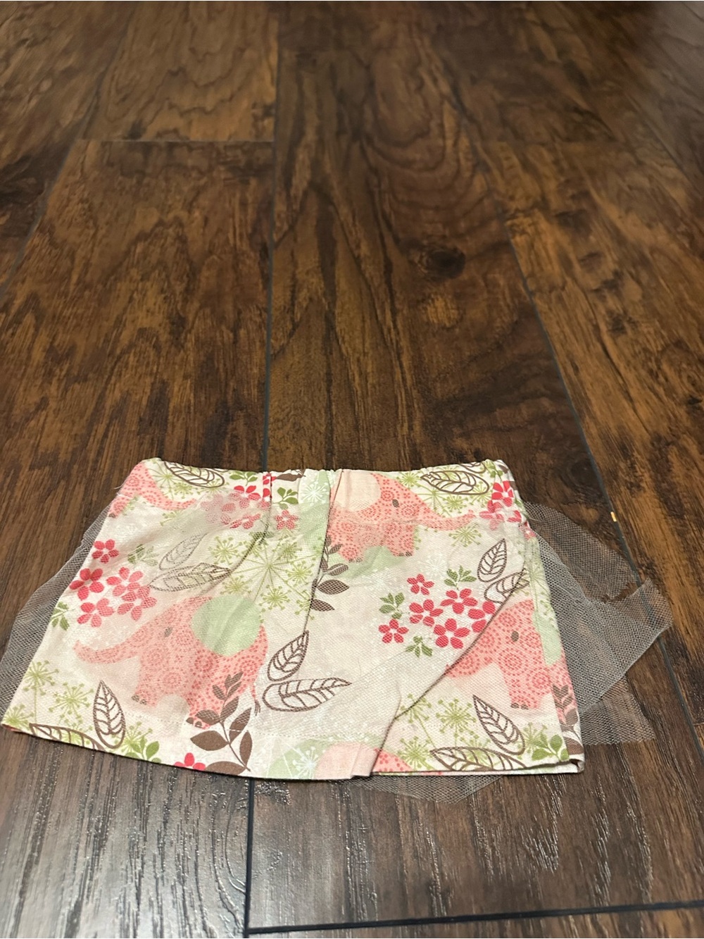 Girls Floral Print Tulle-Trim Skirt - Pink & Green